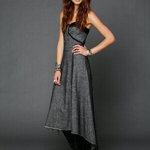 Free People Menswear Candy Maxi Wool High Low Corset Black tweed Medium  lace
